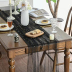 Artoid Mode 10-Pack Pearl Black Gauze Table Runner 10FT Home Decor - Image 2
