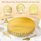 Wenqik 16 Inch Gold Cake Stand Set Metal Round Cupcake Dessert Stand - Image 3