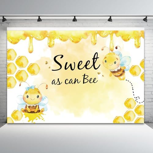 12x10ft Baby Shower Backdrop Sweet as Can Bee Photography Background Honeycomb Honey Yellow Bumblebee Boys Girls Kids Birthday Party Banner Decorations Newborn Gender Reveal Photo Booth Prop - Image 5