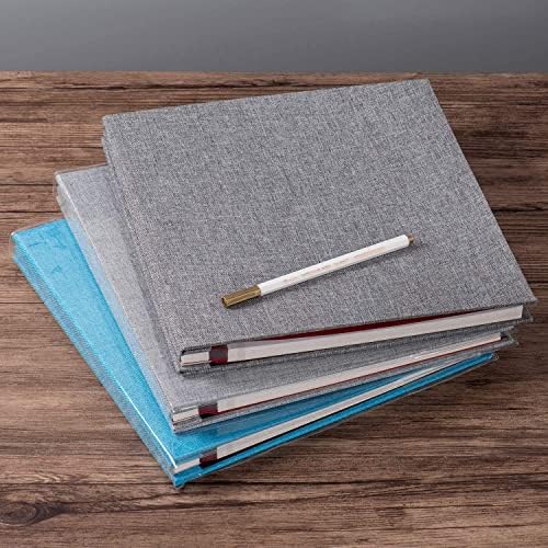 Large Photo Album Self Adhesive 4x6 8x10 10x12 13"x12.8" Magnetic Scrapbook 12.6"x11" Inch 40 Pages Linen Cover DIY Photo Album with A Metallic Pen and Plastic Board(Gray) - Image 6
