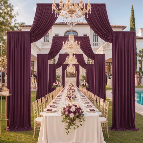 50ftx14ft Burgundy Backdrop Curtain for Wedding Parties by PartyVillage
