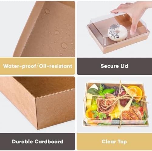 50 Pack 7x5in Charcuterie Board Boxes with Clear Lids, Paper Containers - Image 4