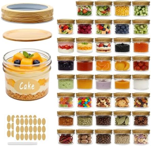 Accguan Mini Mason Jars 4 oz, 40 Pack Regular Mouth Glass Jars with Lids by Accguan