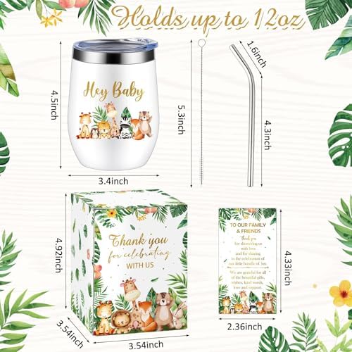 Hoolerry 6 Set Baby Shower Cups, 12oz Stainless Steel Tumbler, Wild Animals - Image 2