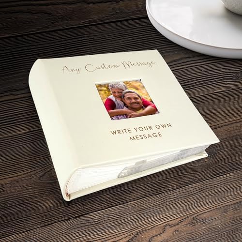 Small Personalized Custom Message Photo Album Cream Leatherette Holds 100 Photos Custom Gift - Image 5