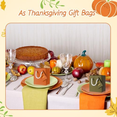 Sherr 100 Pcs Fall Color Mini Paper Gift Bags with Handles, White Tags - Image 4