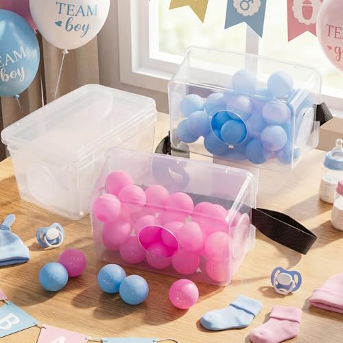 4 Sets Baby Shower Game Swing Shaking Balls Set for Adult Novelty Twerk Includes 120 Table Tennis Balls, 4 Strap Shake Boxes 4 Belts for Bridal Party(Gender Reaveal,Pink, Blue) - Image 2