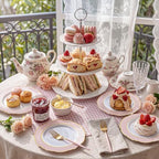 WDF 60pcs Pink Dessert Plates - 7.5inch Baroque Pink and White Disposable Dessert Cute Cake Plates for Upscale Parties &Wedding-Special for Baby Shower, Brithday, Tea Party - Image 2