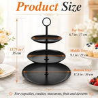 YOUNTHYE Black Cupcake Stand 3 Tier, Stainless Steel Tiered Dessert Stand for Wedding, Birthday, Tea Party, Holiday Dessert Table, Serving Tray for Cupcakes, Cookies, Macarons and Fruit - Image 2