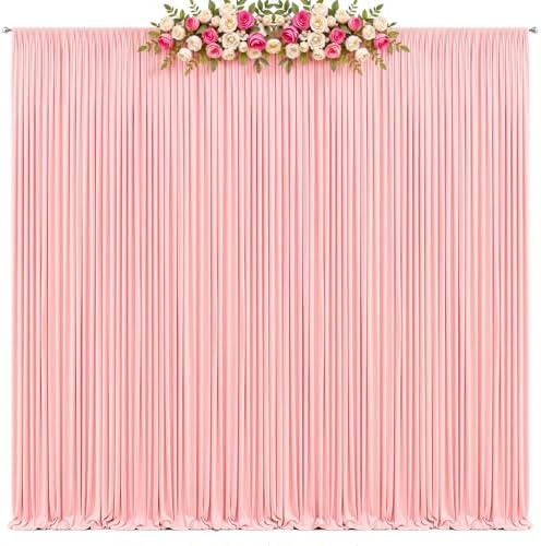10x10ft Blush Pink Backdrop Curtains for Parties Baby Shower Photo Wrinkle Free Polyester Photoshoot Curtains Drapes Backdrop for Girls Birthday Party Gender Reveal Background 2 Panels 5x10FT - Image 2