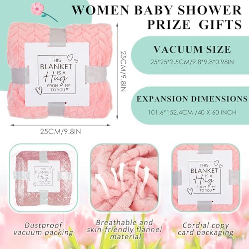 Nuogo 6 Set 43 Pcs Baby Shower Prizes for Game Winners Baby Shower Favors Gifts Include Plastic Tumbler Blanket Eye Masks Silk Headband Bag Socks Tag Ribbon, Bridal Player Winners Game Gifts (Pink) - Image 3