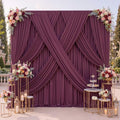 gogoparti 50ft x 12ft Burgundy Wrinkle-Free Backdrop Curtain for Wedding Parties, Thick Polyester 10 Panels 5x12ft for Wedding Birthday Baby Shower Halloween Photography Party Background by Gogoparti