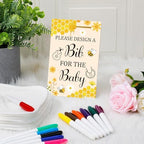 Panitay 43 Pcs Baby Shower Games Design a Bib, 12 Markers, Honeycomb - Image 3