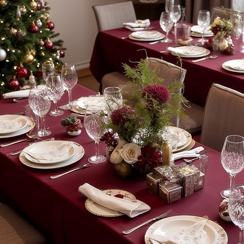 sancua Rectangle Tablecloths Table Cloth, 54x108 Inch 6 Pack, Burgundy - Image 4