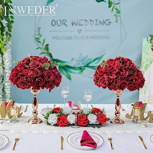 Burgundy Flowers Balls for Centerpieces: 15.7in Diam, Set of 2 - Image 4