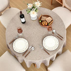 Fitable 6 Pack Nature Linen Round Tablecloths 90 Inch for 36"-72" Tables - Image 7