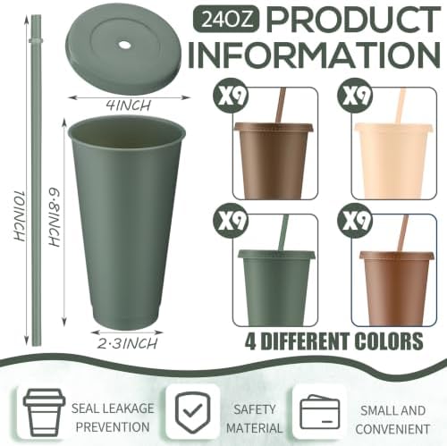 Skylety 36 Pcs Woodland Plastic Cups with Lids and Straws 24 oz - Image 3