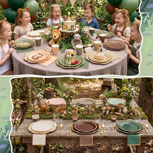 144 Pcs 48 Guests Woodland Baby Shower Tableware Set - Image 6