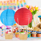 Namalu 24 Set Hot Air Balloon Table Centerpieces Baby Shower Party Decoration Paper Lanterns with Wooden Basket Sticks for Summer Birthday School DIY Craft(Rainbow Color) - Image 6