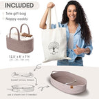 Baby Changing Basket Includes Diaper Caddy - Soft & Waterproof Dual-Cover, Portable, Changing Pad for Dresser & Changing Table, Gift for Baby Shower, Organic Cotton Rope - Image 5