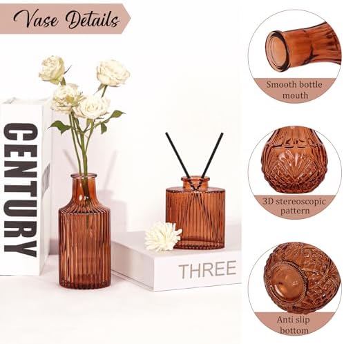 Set of 36 Glass Bud Vases Small Flower Vases for Centerpieces (Dark Amber) - Image 3