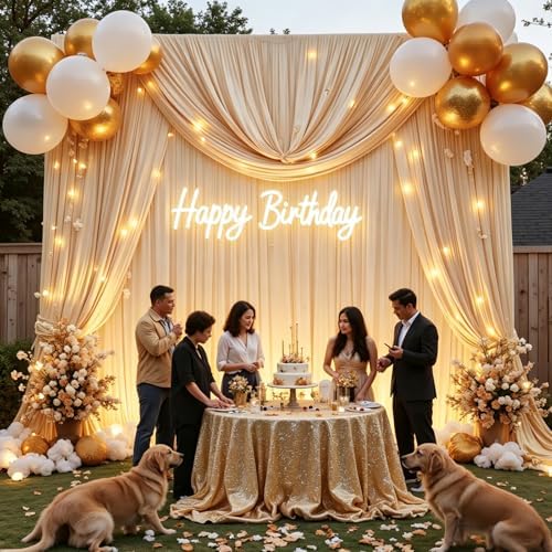 30ft x 10ft Champagne Backdrop Curtains for Parties, 6 Panels 5ft x 10ft Wrinkle-Free Polyester Photo Backdrop Drapes for Wedding Birthday Graduation Baby Shower Photography Background - Image 7