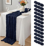 12 Pack Navy Blue Cheesecloth Table Runner 10Ft, Gauze Table Runners 21.5 x 120 inch,Semi Sheer Cheese Cloth Fabric Runner Bulk for Wedding,Party,Baby Shower,Bridal Shower by Yemosa