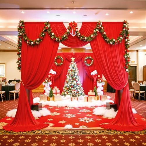 50ft×15ft Red Backdrop Curtain for Wedding Parties - Image 2
