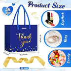 Jetec 45 Pcs Mini Thank You Gift Bag with Handle, Royalblue/gold - Image 3