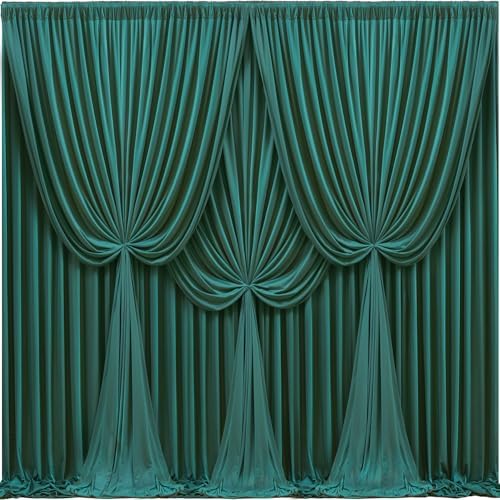 40x10FT Hunter Green Backdrop Curtains for Wedding Parties,Wrinkle Free Polyester Photography Backdrop Drapes for Baby Shower Birthday Parties Stage Background Stand Decorations 4x10ft,10 Panels by Partisky