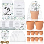 Ctosree 50 Sets Eucalyptus Leaf Baby in Bloom Baby Shower Seed Packets Favors for Guests Include Self Adhesive Seed Packets (No Seeds) Clay Plastic Flowerpot Thank You Tags Hemp Rope Organza Gift Bags by Ctosree