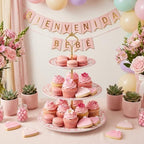 Lallisa Cielito Lindo 3 Tier Dessert Stand 10", 9", 7", Pink - Image 3