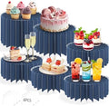 6Pcs Buffet Risers, Food Risers for Table, Foldable Cake Display Stands, Tall Cardboard Cupcakes Stand for Show Catering Desserts Jewelry Wedding Birthday Party Decoration (Blue) by Unknown