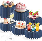 6Pcs Buffet Risers, Food Risers for Table, Foldable Cake Display Stands, Tall Cardboard Cupcakes Stand for Show Catering Desserts Jewelry Wedding Birthday Party Decoration (Blue) by Unknown