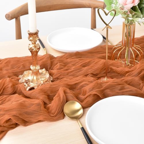 Terracotta Cheesecloth Table Runner Fall Wedding Birthday Home Decor 6 Pack - Image 2