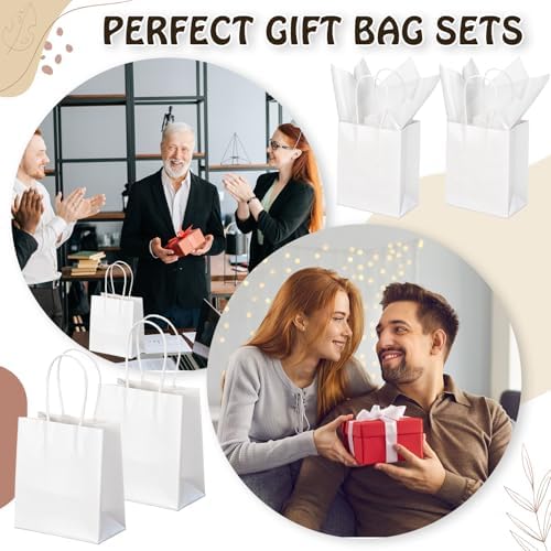Jaloro 100 Set White Kraft Paper Gift Bags with Handle 5.7x5.1x2.5 Inch - Image 4