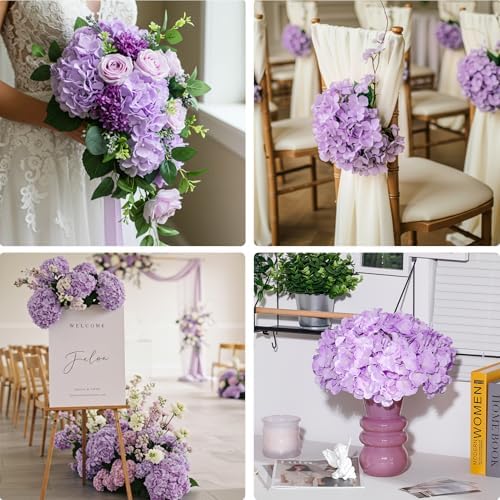 Auihiay 204Pcs Purple Hydrangea Artificial Flowers Bulk - Image 5