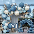 Dusty Blue Balloon Garland Double Stuffed Slate Blue White Pearl Balloons Blush Tan Balloon Arch Kit for Birthday Baby Shower Gender Reveal Wedding Party Decor by Pinbra