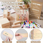 Beeveer 80 Wedding Guest Book Alternative Tumbling Tower Wooden Block, Boho - Image 4