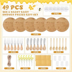 6 Sets Bee Baby Shower Prizes for Game Winners, Round Bamboo Cheese Board Gift Set with Yellow Daisy Towel Tag for Bridal Shower Wedding Guest Favors - Image 2