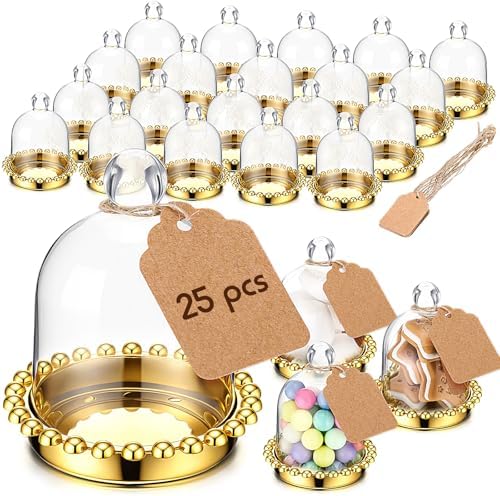Baderke 24 Pack 4" Gold Crown Candy Jars with Dome for Party Favors by Baderke