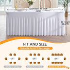 Spandex Tablecloth 8FT Rectangle Table Cover 4 Pack White Wrinkle-Free - Image 6