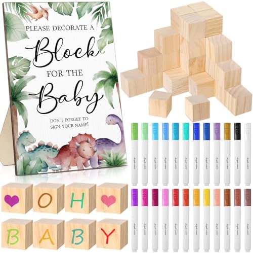 Tatuo 75 Pcs Baby Shower Party Block Games Sign to Decorate,Dinosaur by Tatuo