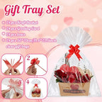 Kolldenn 24 Set Valentine's Day Empty Gift Basket to Fill Kraft Red Heart Bouquet Box with Handles Pull Bows Cellophane Bags and Card for Valentine Party Favor Supplies, 9.8 x 6.5 Inch - Image 3