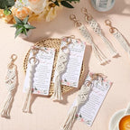 Ecation Boho Baby Shower Favors for Guests Flower Macrame Keychains Bulk Floral Crochet Tassel Key Rings Thank You Cards Gift - Image 5