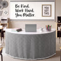 Tudomro Teacher Desk Skirt Table, Tassel, 9ft, Black and White Gingham by Tudomro