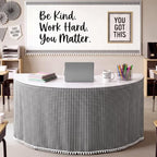 Tudomro Teacher Desk Skirt Table, Tassel, 9ft, Black and White Gingham by Tudomro