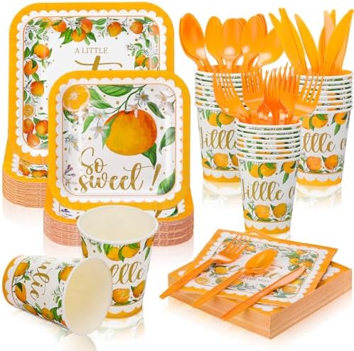 350 Pcs Little Cutie Paper Plate and Napkin Set Disposable Serve 50 by Suttmin