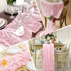 14 Pack Light Pink Cheesecloth Table Runner 17x108 Inch Semi Sheer Boho Gauze Cheese Cloth Fabric Table Runners, for Wedding Party Baby Shower Birthday Home Decor Garden Farmhouse - Image 5