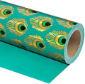 WRAPAHOLIC 30 Inch Jumbo Reversible Peacock Christmas Wrapping Paper - 30 Inch x 100 Feet Jumbo Roll Peacock Feather Wrapping Paper with Metallic Foil Shine for Christmas, Birthday, Holiday by WRAPAHOLIC